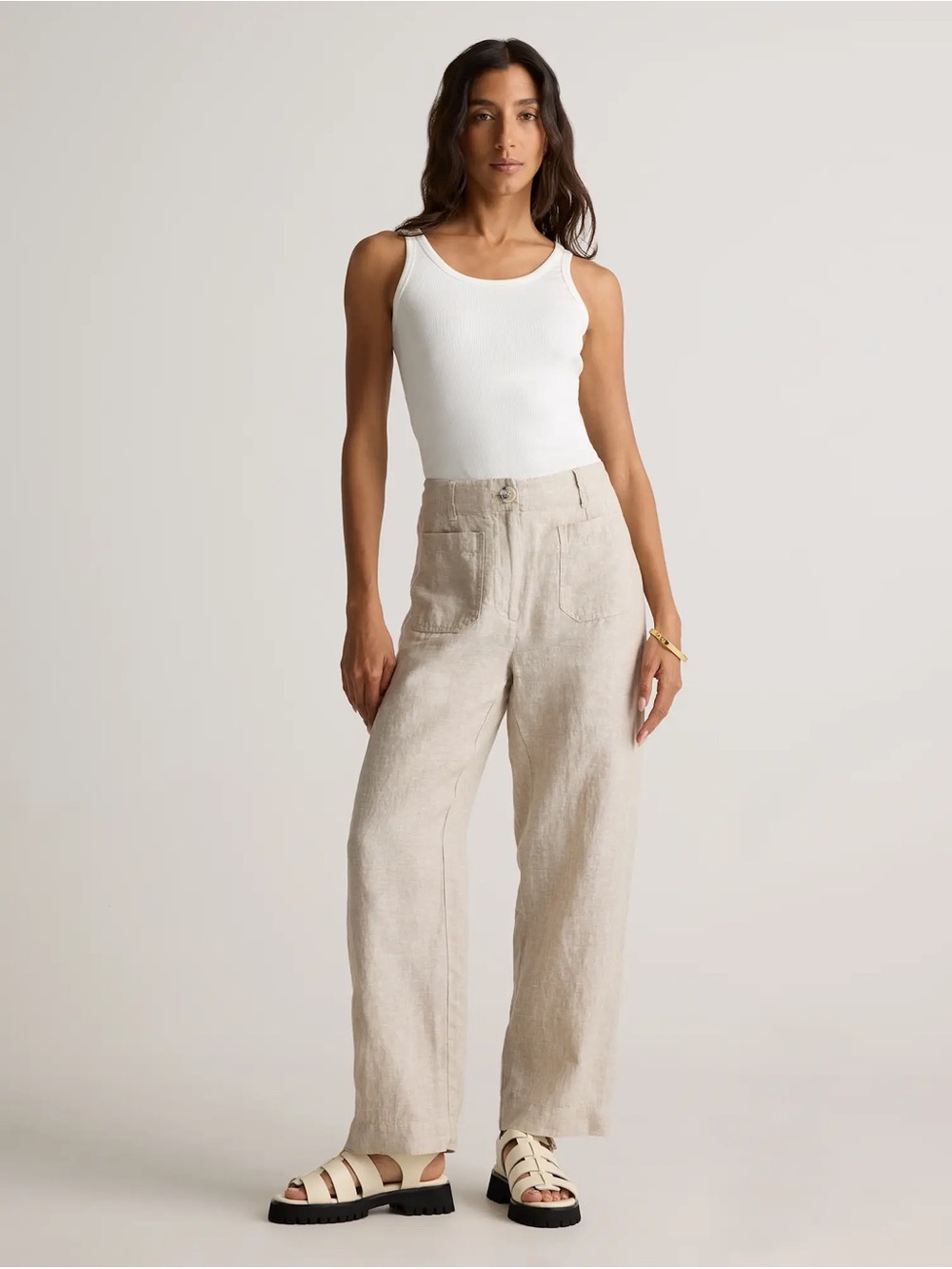 Quince 100% European Linen Wide Leg Pants Flax 14 NWOT